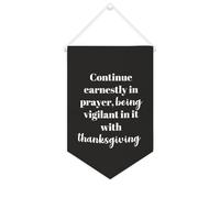 Yelolyio Continue Earnestly in Prayer, being Vigilant in It with Thanks Bannière en toile de 25,4 x 38,1 cm à suspendre au mur pour chambre à coucher, chambre d'enfant, décoration d'intérieur
