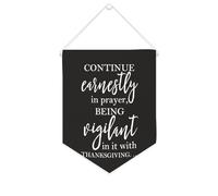 Yelolyio Continuez Earnestly in Prayer, being Vigilant in It avec bannière en toile de Thanksgiving à suspendre au mur - Bannière murale décorative pour salon, chambre à coucher, bureau