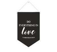 Yelolyio Do Everything in Love.1 Corinthians 16 : 14 Bannière en toile inspirante à suspendre au mur Fanions Bannière murale Décoration d'intérieur pour salon, chambre à coucher, bureau, cadeaux de