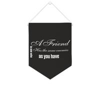 Yelolyio Drapeau mural en toile avec citation inspirante « A Friend Is One Who Has The Same Enemies As You Have » - Décoration murale - 25,4 x 30,5 cm - Cadeau de pendaison de crémaillère