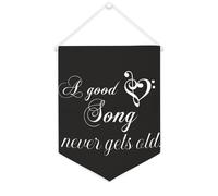 Yelolyio Drapeau mural en toile avec citation inspirante « A Good Song Never Gets Old » - Bannière à suspendre - Décoration de maison ou de bureau - 30,5 x 40,6 cm - Cadeau de pendaison de crémaillère