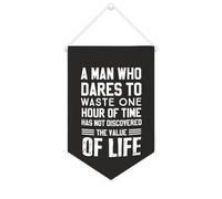 Yelolyio Drapeau mural en toile avec citation inspirante « A Man Who Dares to Waste One Hour of Time » - Décoration murale - 25,4 x 38,1 cm - Cadeau de pendaison de crémaillère