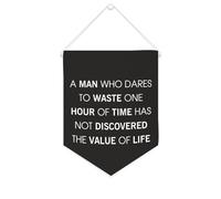 Yelolyio Drapeau mural en toile avec citation inspirante « A Man Who Dares to Waste One Hour of Time » - Décoration murale - 25,4 x 30,5 cm - Cadeau de pendaison de crémaillère