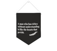 Yelolyio Drapeau mural en toile avec citation inspirante « A Man Who Has Riches Without Understanding Is Like The Beasts That Perish » - Bannière murale à suspendre - Décoration de bureau - 25,4 x
