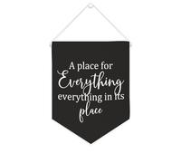 Yelolyio Drapeau mural en toile avec citation inspirante « A Place for Everything, everything in its place » - Bannière murale à suspendre - 25,4 x 30,5 cm - Cadeau de pendaison de crémaillère