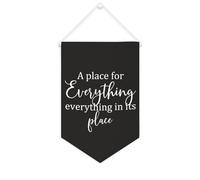 Yelolyio Drapeau mural en toile avec citation inspirante « A Place for Everything, everything in its place » - Bannière murale à suspendre - 25,4 x 38,1 cm - Cadeau de pendaison de crémaillère