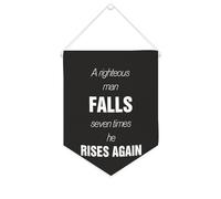 Yelolyio Drapeau mural en toile avec citation inspirante « A Righteous Man Falls Seven Times, he Rises Again » - Décoration murale - 25,4 x 30,5 cm - Cadeau de pendaison de crémaillère