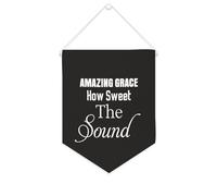 Yelolyio Drapeau mural en toile avec citation inspirante Amazing Grace How Sweet The Sound - Bannière murale à suspendre - Décoration de maison ou de bureau - 25,4 x 30,5 cm - Cadeau de pendaison de