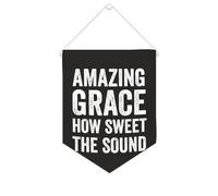 Yelolyio Drapeau mural en toile avec citation inspirante Amazing Grace How Sweet The Sound - Bannière murale à suspendre - Décoration de maison ou de bureau - 25,4 x 30,5 cm - Cadeau de pendaison de