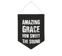 Yelolyio Drapeau mural en toile avec citation inspirante Amazing Grace How Sweet The Sound - Bannière murale à suspendre - Décoration de maison ou de bureau - 25,4 x 30,5 cm - Cadeau de pendaison de