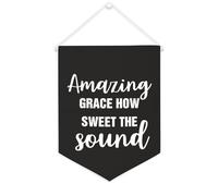 Yelolyio Drapeau mural en toile avec citation inspirante Amazing Grace How Sweet The Sound Décoration murale Décoration de maison ou de bureau 30,5 x 40,6 cm Bannière en toile Cadeau de pendaison de