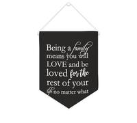 Yelolyio Drapeau mural en toile avec citation inspirante « Being A Family Means » - Décoration murale à suspendre - 25,4 x 30,5 cm - Cadeau de pendaison de crémaillère