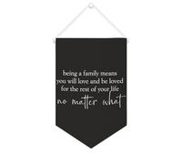Yelolyio Drapeau mural en toile avec citation inspirante « Being A Family Means You Will Love And Be Loved for The Rest of Your Life » - Bannière murale à suspendre pour la maison ou le bureau - 25,4