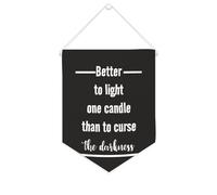 Yelolyio Drapeau mural en toile avec citation inspirante « Better to Light One Candle Than to Curse The Darkness » - Bannière murale à suspendre - 25,4 x 30,5 cm - Cadeau de pendaison de crémaillère