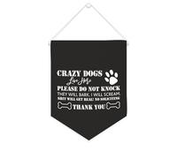 Yelolyio Drapeau mural en toile avec citation inspirante « Crazy Dogs Live Here », « Please Do Not Knock » - Décoration murale - 25,4 x 30,5 cm - Cadeau de pendaison de crémaillère