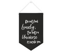 Yelolyio Drapeau mural en toile avec citation inspirante « Do Not Feel Lonely, The Entire Universe Is Inside You » - Bannière murale à suspendre - 25,4 x 38,1 cm - Cadeau de pendaison de crémaillère