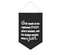 Yelolyio Drapeau mural en toile avec citation inspirante - Fanions « The Mouth of the Righteous Man Utters Wisdom » - Décoration murale - 25,4 x 38,1 cm - Cadeau de pendaison de crémaillère