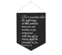Yelolyio Drapeau mural en toile avec citation inspirante « For I Consider That The Sufferings of This Present Time » - Bannière murale à suspendre - 30,5 x 40,6 cm - Cadeau de pendaison de crémaillère