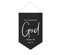 Yelolyio Drapeau mural en toile avec citation inspirante « For No Word from God Will Ever Fail ». Luke 1 : 37 Bannière murale à suspendre pour décoration de maison ou de bureau 25,4 x 38,1 cm