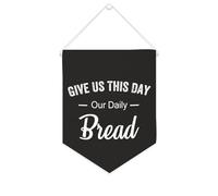 Yelolyio Drapeau mural en toile avec citation inspirante « Give Us This Day Our Daily Bread » - Bannière à suspendre - Décoration de maison ou de bureau - 25,4 x 30,5 cm - Cadeau de pendaison de