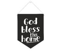 Yelolyio Drapeau mural en toile avec citation inspirante « God Bless This Home » - Décoration murale - 25,4 x 30,5 cm - Cadeau de pendaison de crémaillère