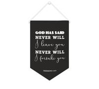 Yelolyio Drapeau mural en toile avec citation inspirante « God Has Said Never Will I Leave You Never Will I Forsake You » - Décoration murale pour la maison et le bureau - 25,4 x 38,1 cm