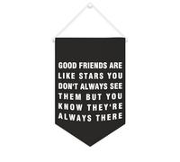 Yelolyio Drapeau mural en toile avec citation inspirante « Good Friends Are Like Stars. You Don't Always See Them » - Bannière murale à suspendre - 25,4 x 38,1 cm - Cadeau de pendaison de crémaillère