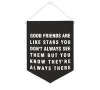 Yelolyio Drapeau mural en toile avec citation inspirante « Good Friends Are Like Stars. You Don't Always See Them » - Bannière murale à suspendre - 30,5 x 40,6 cm - Cadeau de pendaison de crémaillère