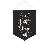 Yelolyio Drapeau mural en toile avec citation inspirante « Good Night Sleep Tight » - Décoration murale à suspendre - 30,5 x 40,6 cm - Cadeau de pendaison de crémaillère