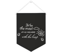 Yelolyio Drapeau mural en toile avec citation inspirante « He Has The Most Who Is Most Content with The Least » - Décoration murale pour la maison et le bureau - 30,5 x 40,6 cm - Cadeau de pendaison