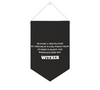 Yelolyio Drapeau mural en toile avec citation inspirante « He Is Like A Tree Planted by Streams of Water » - Bannière murale à suspendre - 25,4 x 38,1 cm - Cadeau de pendaison de crémaillère