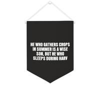 Yelolyio Drapeau mural en toile avec citation inspirante « He Who Gathers Crops in Summer Is A Wise Son » - Bannière murale à suspendre - 30,5 x 40,6 cm - Cadeau de pendaison de crémaillère