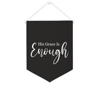 Yelolyio Drapeau mural en toile avec citation inspirante « His Grace Is Enough » - Bannière à suspendre pour la maison et le bureau - 30,5 x 40,6 cm - Cadeau de pendaison de crémaillère