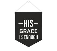 Yelolyio Drapeau mural en toile avec citation inspirante « His Grace Is Enough » - Bannière à suspendre pour la maison et le bureau - 30,5 x 40,6 cm - Cadeau de pendaison de crémaillère
