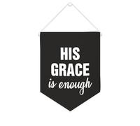 Yelolyio Drapeau mural en toile avec citation inspirante « His Grace Is Enough » - Bannière à suspendre pour la maison et le bureau - 25,4 x 30,5 cm - Cadeau de pendaison de crémaillère
