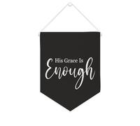 Yelolyio Drapeau mural en toile avec citation inspirante « His Grace Is Enough » - Bannière à suspendre pour la maison et le bureau - 25,4 x 30,5 cm - Cadeau de pendaison de crémaillère