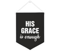 Yelolyio Drapeau mural en toile avec citation inspirante « His Grace Is Enough » - Bannière à suspendre pour la maison et le bureau - 30,5 x 40,6 cm - Cadeau de pendaison de crémaillère