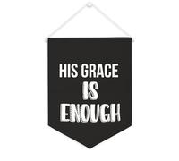 Yelolyio Drapeau mural en toile avec citation inspirante « His Grace Is Enough » - Bannière à suspendre pour la maison et le bureau - 30,5 x 40,6 cm - Cadeau de pendaison de crémaillère