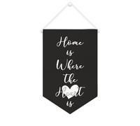 Yelolyio Drapeau mural en toile avec citation inspirante « Home Is Where The Heart Is » - Décoration murale - 25,4 x 38,1 cm - Cadeau de pendaison de crémaillère