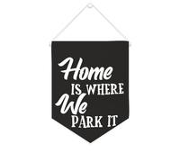 Yelolyio Drapeau mural en toile avec citation inspirante « Home Is Where We Park It » - Décoration murale - 25,4 x 30,5 cm - Cadeau de pendaison de crémaillère
