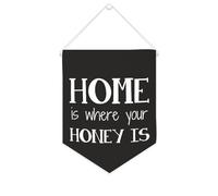 Yelolyio Drapeau mural en toile avec citation inspirante « Home Is Where Your Honey Is » - Décoration murale - 25,4 x 30,5 cm - Cadeau de pendaison de crémaillère
