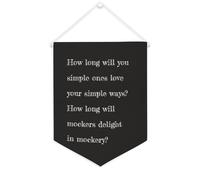 Yelolyio Drapeau mural en toile avec citation inspirante « How Long Will You Simple Ones Love Your Simple Ways » - Décoration murale à suspendre - 30,5 x 40,6 cm - Cadeau de pendaison de crémaillère