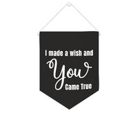 Yelolyio Drapeau mural en toile avec citation inspirante « I Made A Wish And You Came True » - Bannière à suspendre - Décoration de maison ou de bureau - 25,4 x 30,5 cm - Cadeau de pendaison de