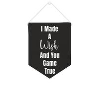 Yelolyio Drapeau mural en toile avec citation inspirante « I Made A Wish And You Came True » - Bannière à suspendre - Décoration de maison ou de bureau - 25,4 x 30,5 cm - Cadeau de pendaison de