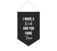 Yelolyio Drapeau mural en toile avec citation inspirante « I Made A Wish And You Came True » - Bannière à suspendre - Décoration de maison ou de bureau - 25,4 x 38,1 cm - Cadeau de pendaison de