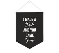 Yelolyio Drapeau mural en toile avec citation inspirante « I Made A Wish And You Came True » - Bannière à suspendre - Décoration de maison ou de bureau - 30,5 x 40,6 cm - Cadeau de pendaison de