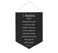Yelolyio Drapeau mural en toile avec citation inspirante « I Rebuke Every Assignment And Attack of The Enemy » - Décoration murale - 30,5 x 40,6 cm - Cadeau de pendaison de crémaillère