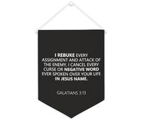 Yelolyio Drapeau mural en toile avec citation inspirante « I Rebuke Every Assignment And Attack of The Enemy » - Décoration murale - 30,5 x 40,6 cm - Cadeau de pendaison de crémaillère