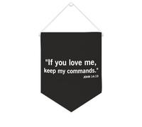 Yelolyio Drapeau mural en toile avec citation inspirante « If You Love Me, Keep My Commands.John 14 : 15 » - Décoration murale à suspendre - 25,4 x 30,5 cm - Cadeau de pendaison de crémaillère