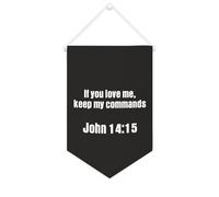 Yelolyio Drapeau mural en toile avec citation inspirante « If You Love Me, Keep My Commands.John 14 : 15 » - Décoration murale à suspendre - 25,4 x 38,1 cm - Cadeau de pendaison de crémaillère